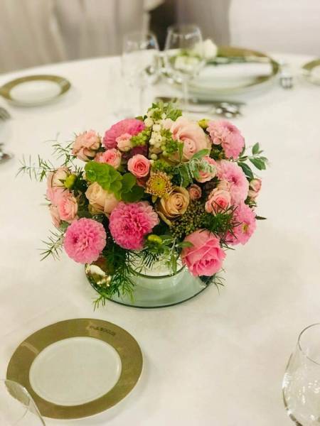 Centre de table bouquet rose lyon